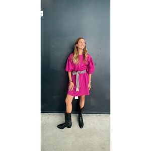 Unlabel Kids Magenta Puff Sleeve Tiered Dress Size 10